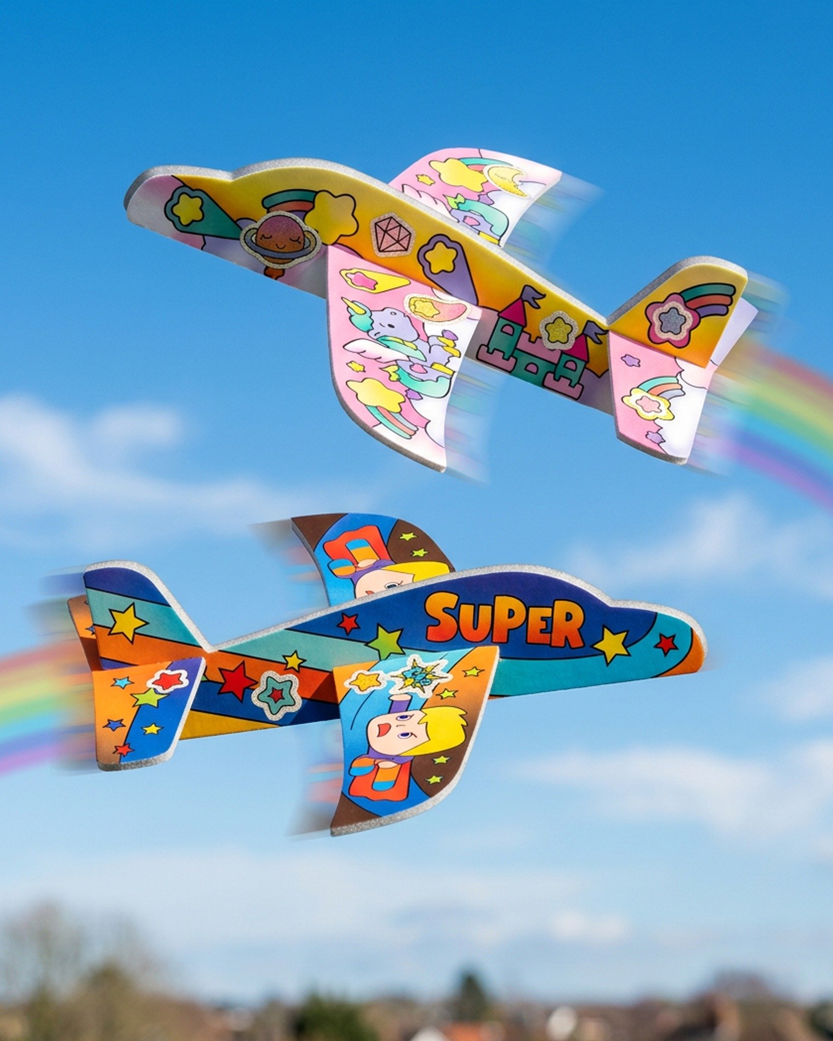 ✈️✨ MAKE YOUR OWN GLIDERS! ✨✈️
Ready, set, FLY! 🚀 Let kids colour, decorate, assemble and launch their very own gliders with our Make Your Own Gliders craft sets!
🌟 NEW &amp; IMPROVED GLIDER DESIGN!

Each pack makes 2 gliders and includes 2 colour-
