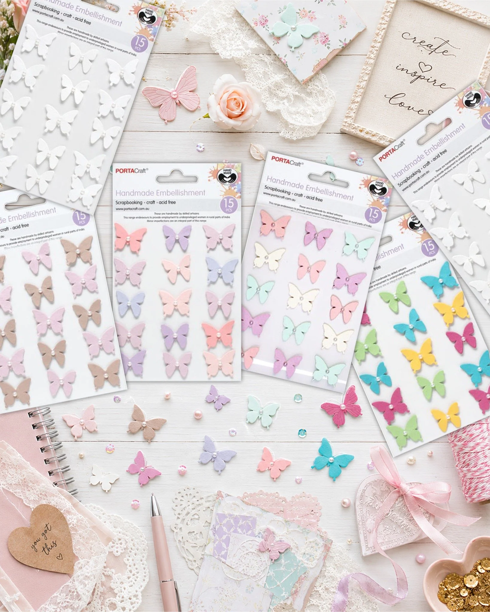🦋✨ ADD A TOUCH OF BUTTERFLY BEAUTY TO YOUR CRAFTS! ✨🦋
Make your creative projects bloom with our gorgeous Handmade Butterfly Embellishments! 💕 These pretty little butterflies are perfect for adding colour, texture and a beautiful finishing touch t