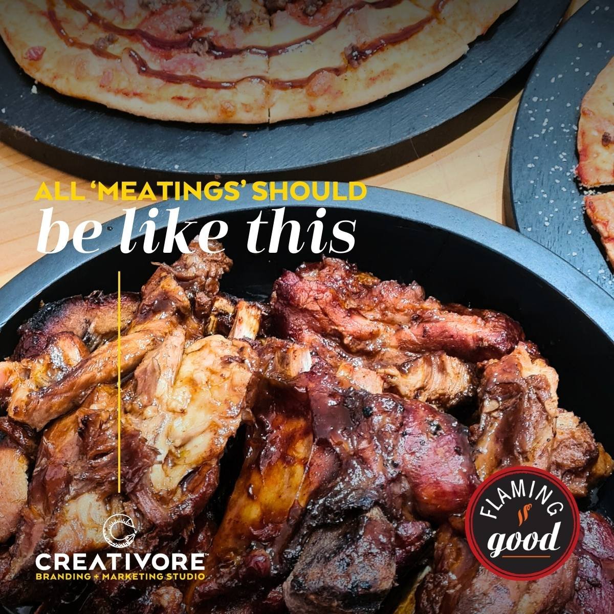 We had a slow start to our brand meeting with @flaminggood due to us being greeted with plate upon plate of scrumptious, fall-off-the-bone ribs and mouth watering, perfectly cooked pizzas!

So they've now set the standard for every meeting from now o