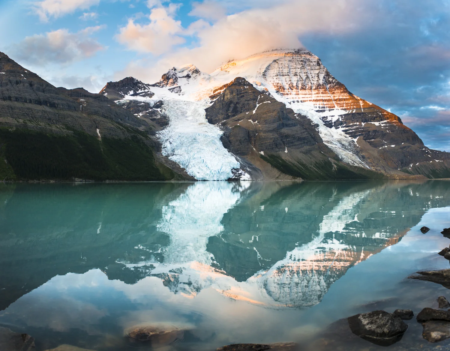 Jaw dropping reflection of the highest mountain in the Canadian Rockies - Mount Robson 3,954m. 