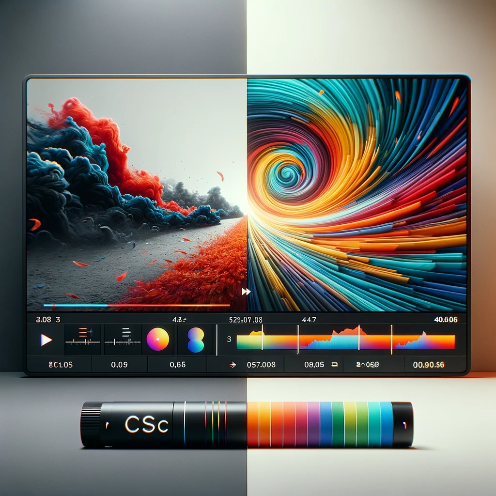 DALL·E 2024-06-05 10.04.52 - A visually striking thumbnail image showcasing the concept of Sony Slog 3 to rec709 conversion LUT. The image features a split screen with the left si.jpg