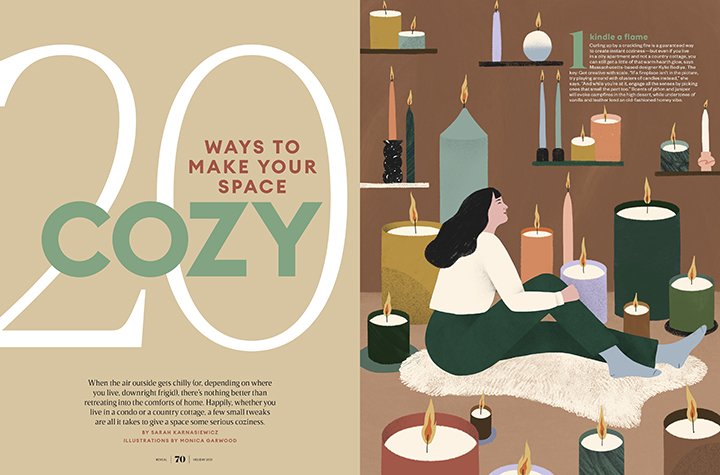  Comissioned for Drew &amp; Jonathan Reveal magazine. Illustration by Monica Garwood 