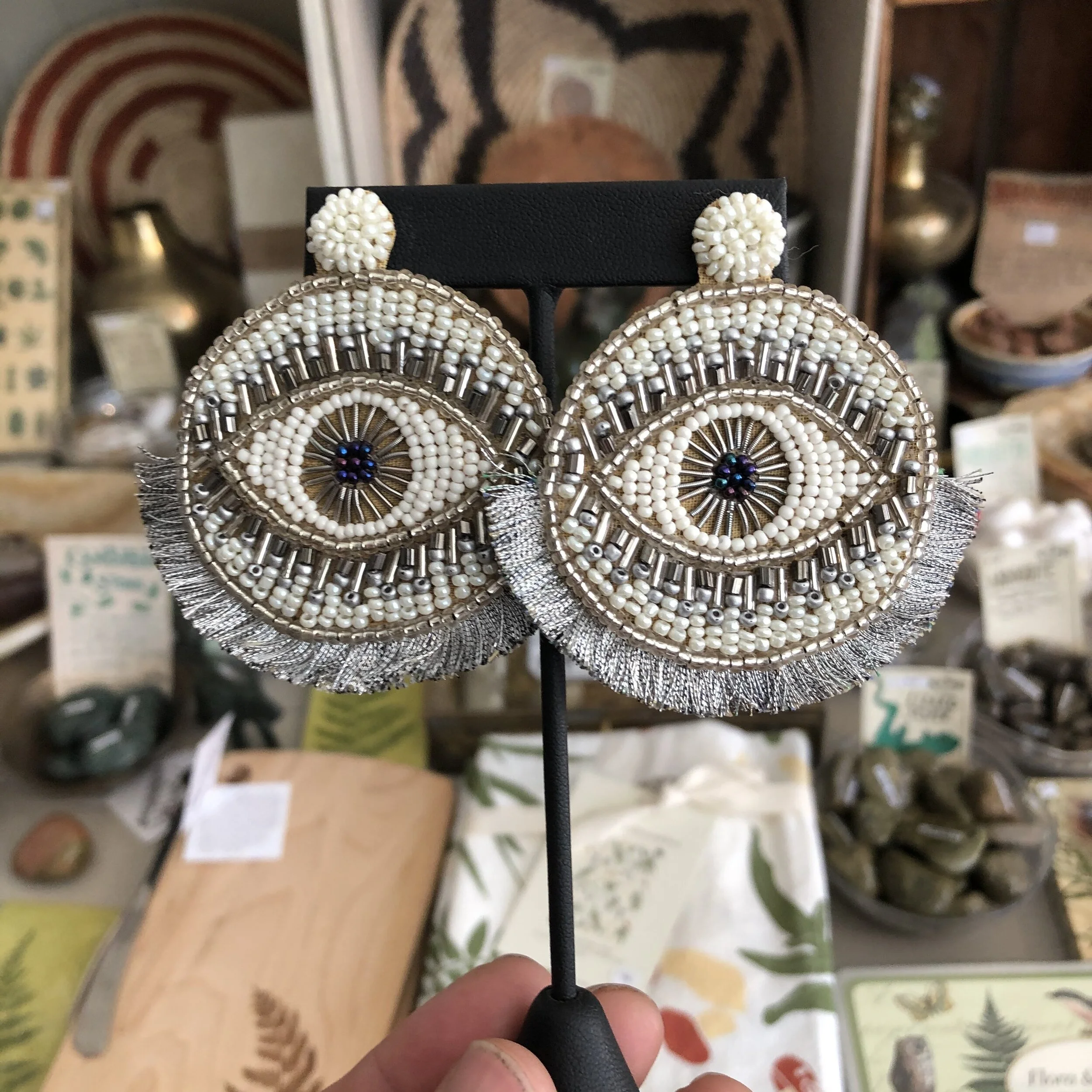 Beaded Eye Earrings — The Rock and Art 