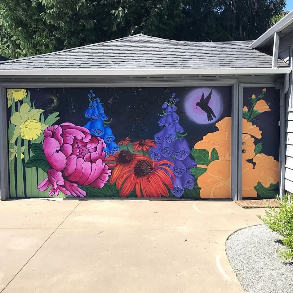 Colorful Floral Garden Garage Mural