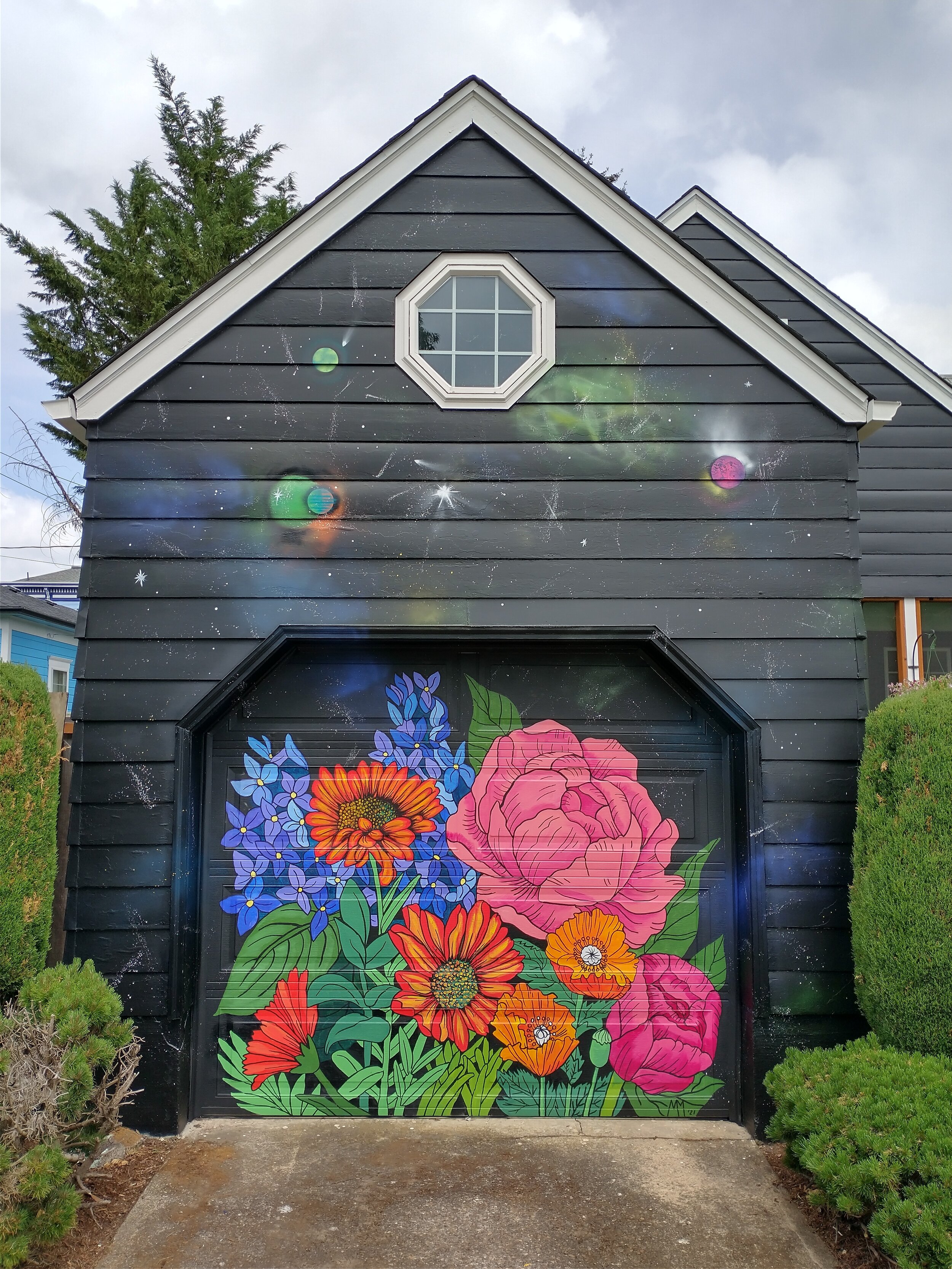 Black House with Outer Space and Northwest Flowers