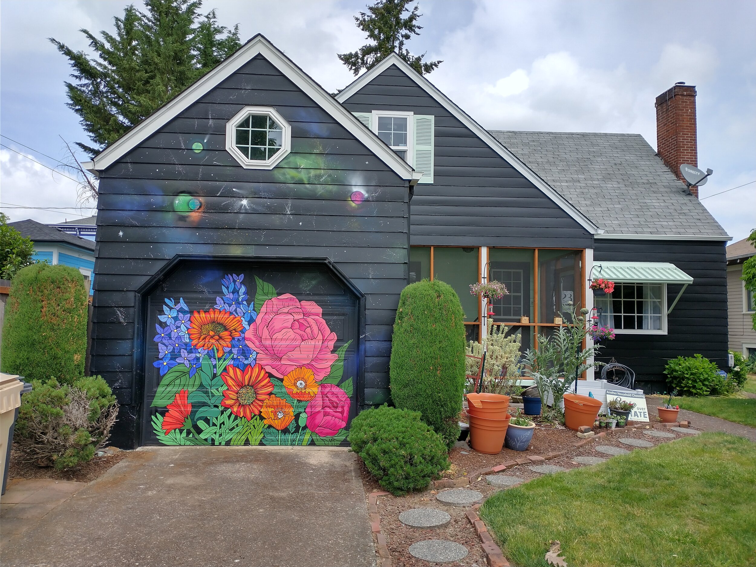 Black House with Outer Space and Northwest Flowers