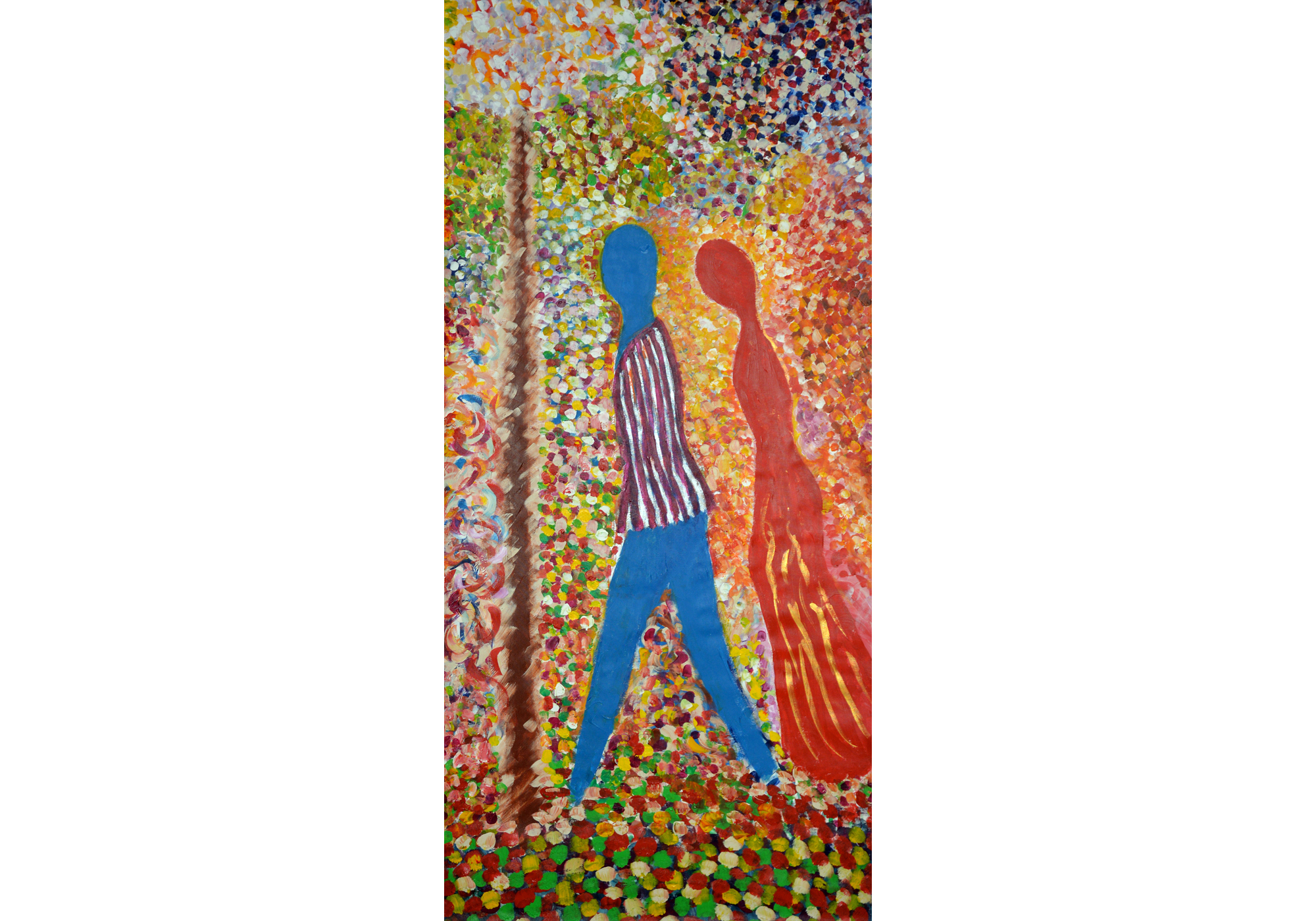In a Garden, acrylic on canvas, 74" x 36", 2015