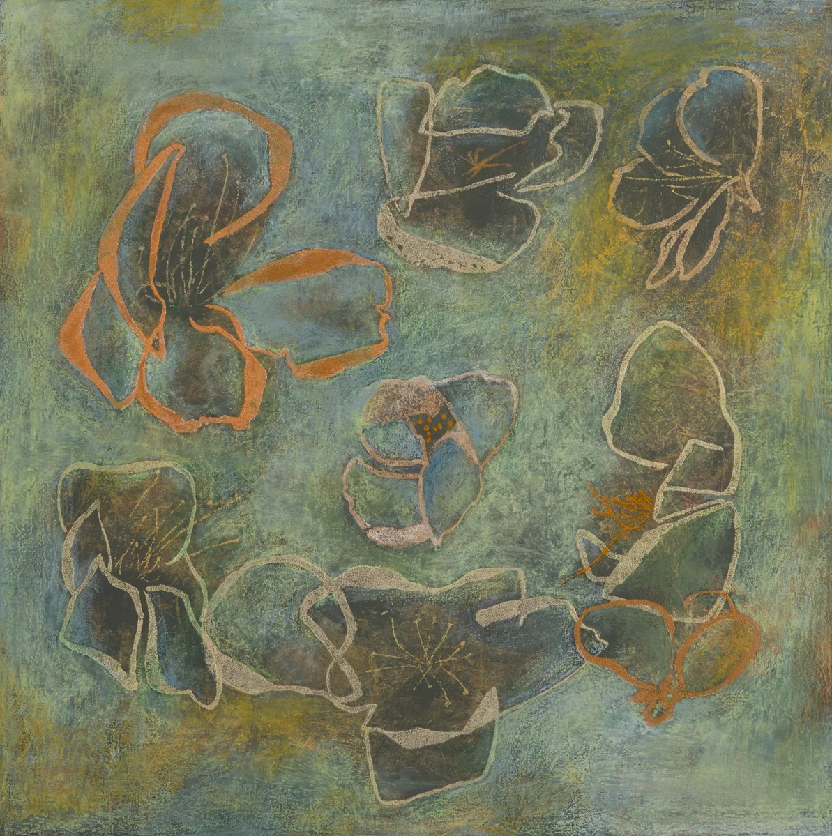 Circling Flowers, 12''x12'', acrylic on canvas, 2014