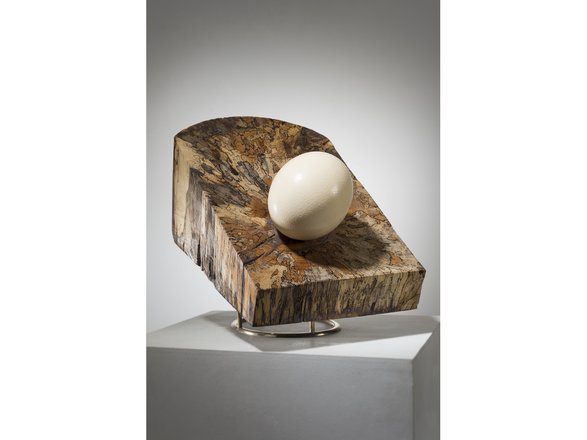 Engagement, spalted maple-sterling silver-ostrich egg, 16" x 11.5" x 13", 2015