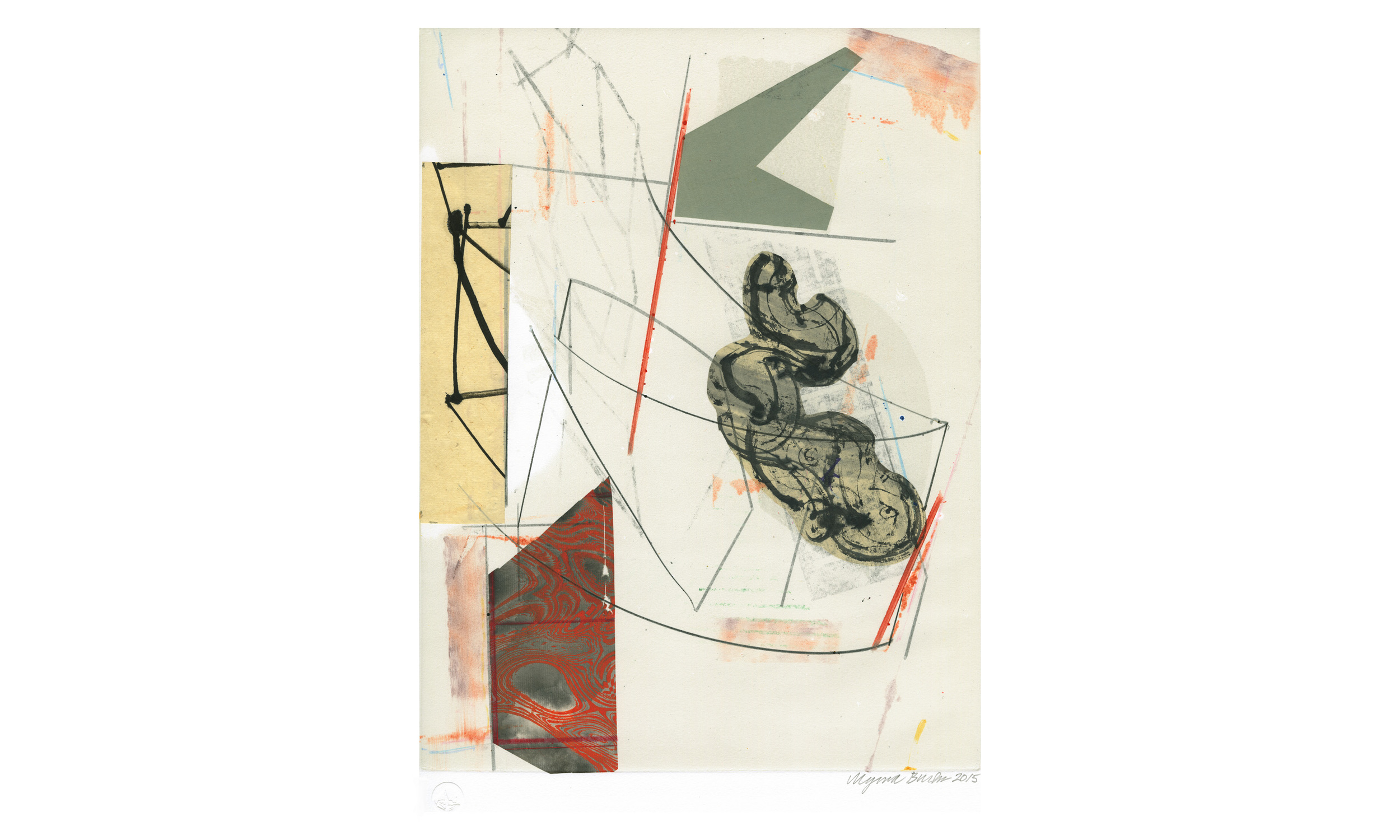 Forbidden Touch, monotype on Somerset rag paper, 25.4" x 18", 2015