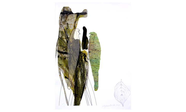 Courtship, monotype on Somerset rag paper, 22.6" x 16.5", 2014
