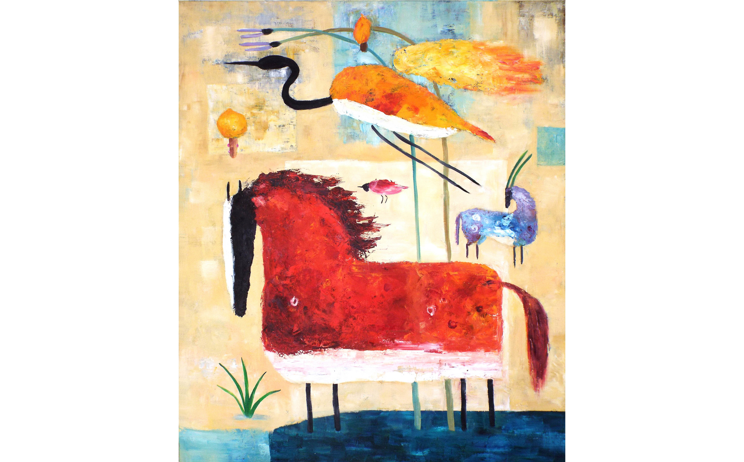 Red Horse and Crane, Oil on canvas, 72” x 60”, 2016