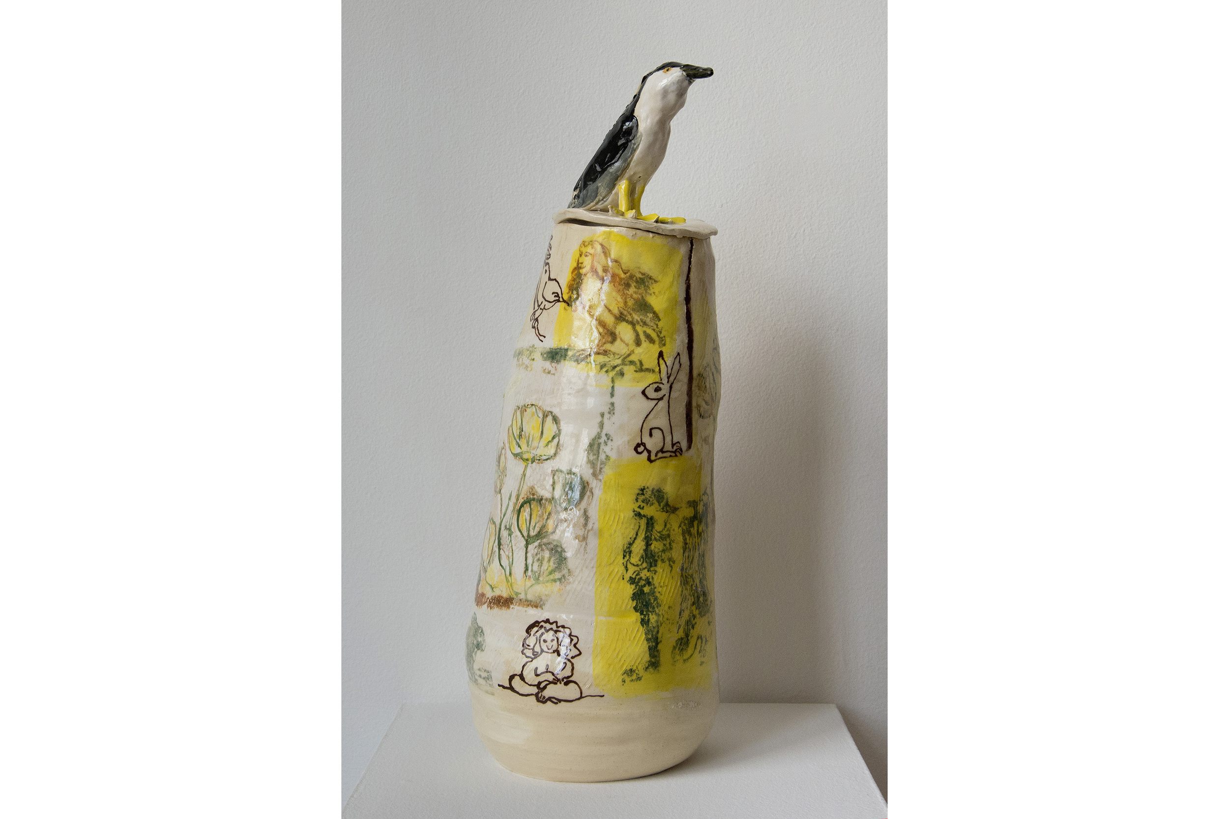 Kate Missett Night Crowned Heron Glazed stoneware 19.5” x 7” x 7”