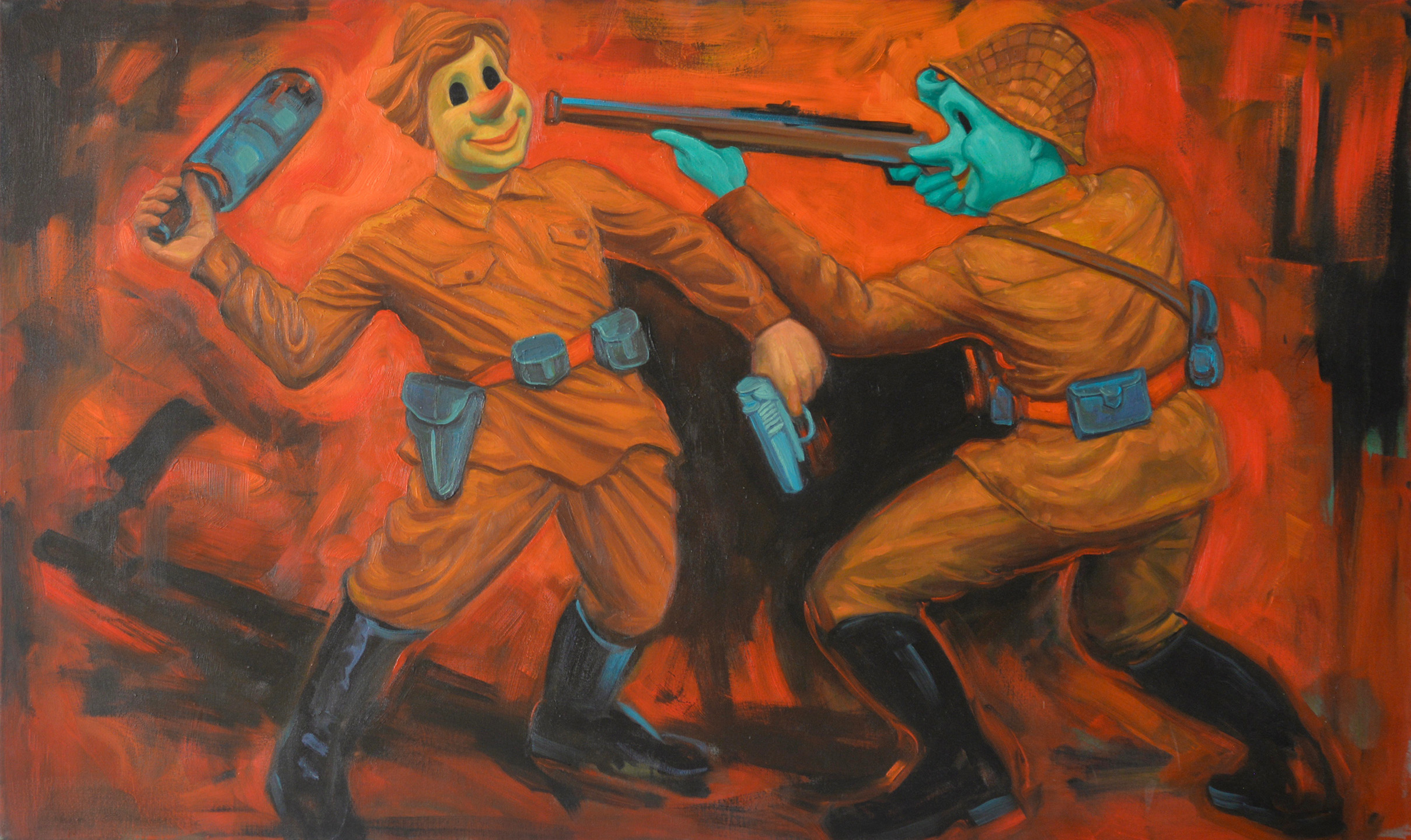 Vicki Khuzami Wrath, Pinocchio and the Seven Deadly Sins Oil on canvas 36” x 60”, 2015