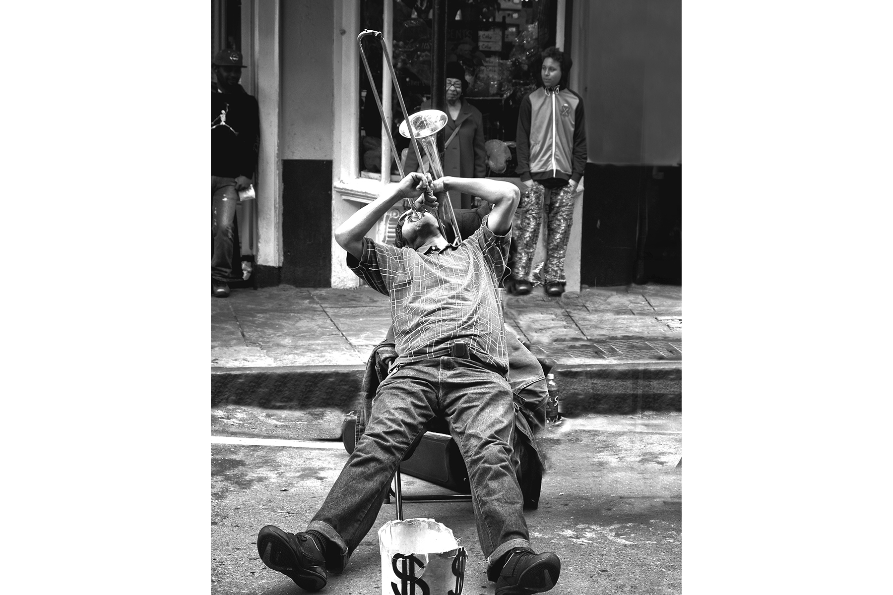 Sandra Jetton New Orleans Trombone Black and white print  27.75” x 22.75”, 2015