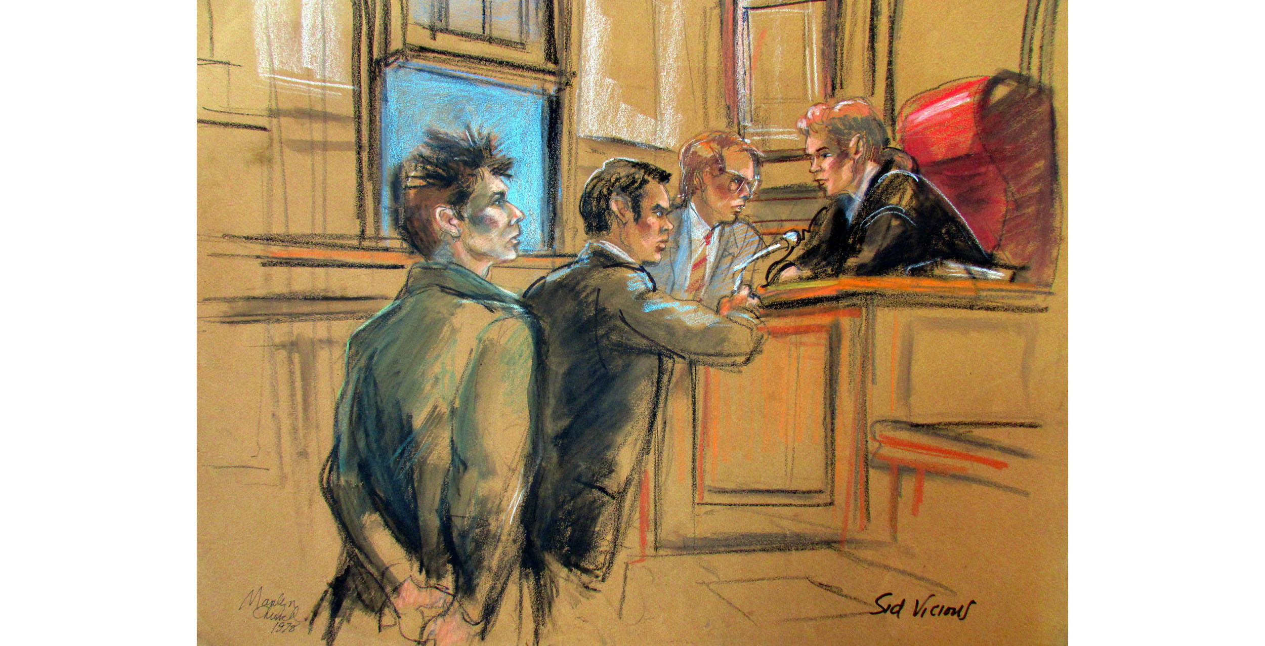 Sid Vicious, Pencil, crayons, markers 25.5” x 29.5”, 1978