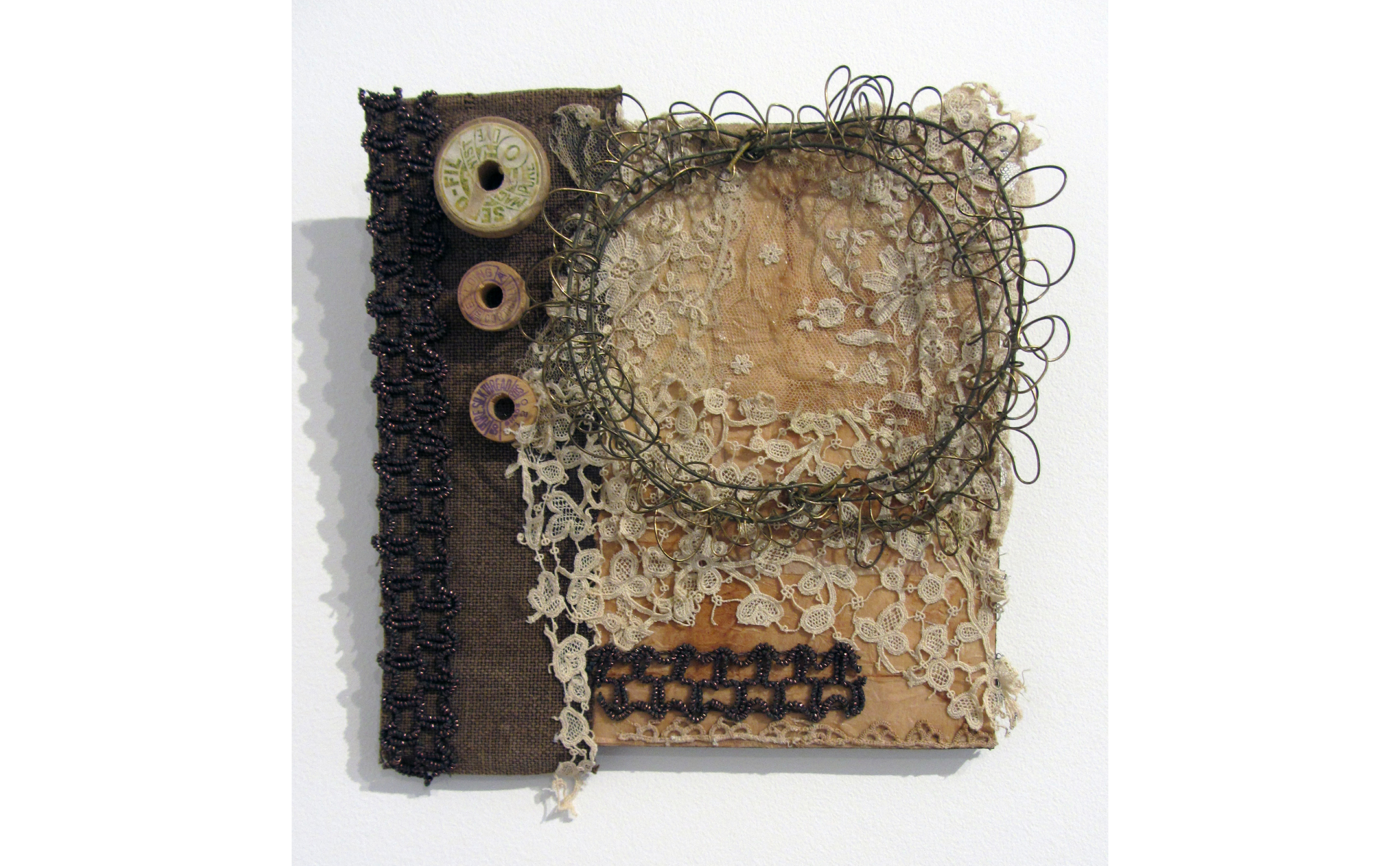 Liz Curtin, A Few Small Repairs III Tattered and Torn, 2017, Mixed Media, 10 x 10 inches, $475.JPG