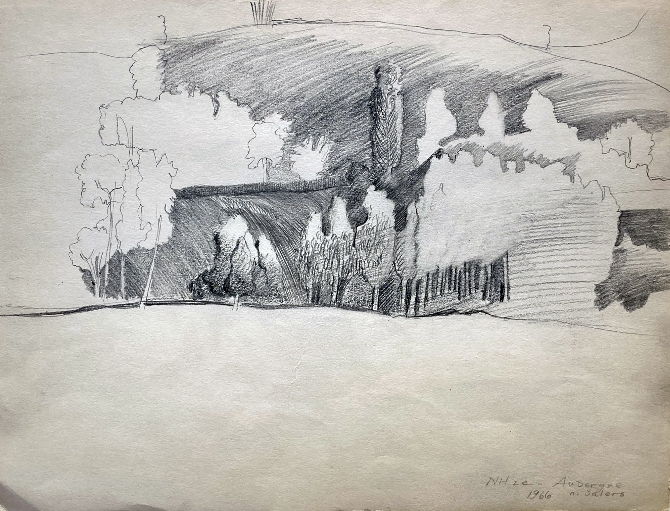 Auvergne n. Salers, 1966, Pencil on Paper, 8 x 10.5-Carter Burden Gallery.jpg