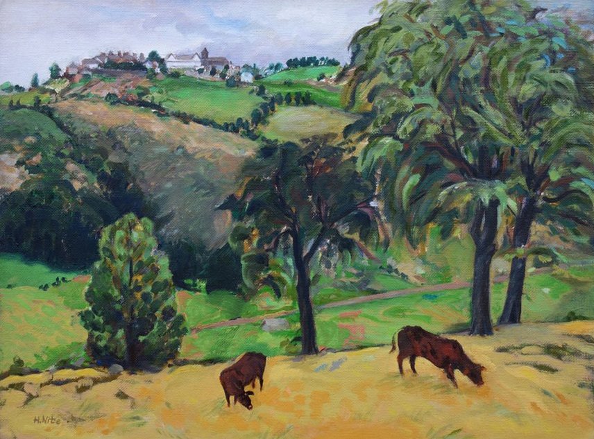 Cowfield, L'Auvergne, Oil on Canvas, 12 x 16 inches, N.D. .jpeg