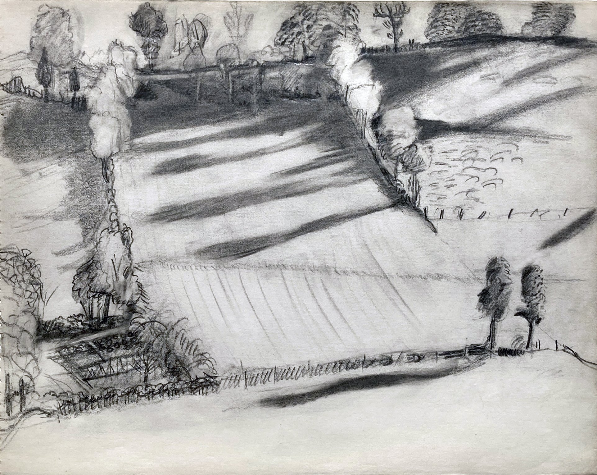 HAYFIELD Study, FRANCE, pencil on paper, 10” X 14,” 1975.jpg