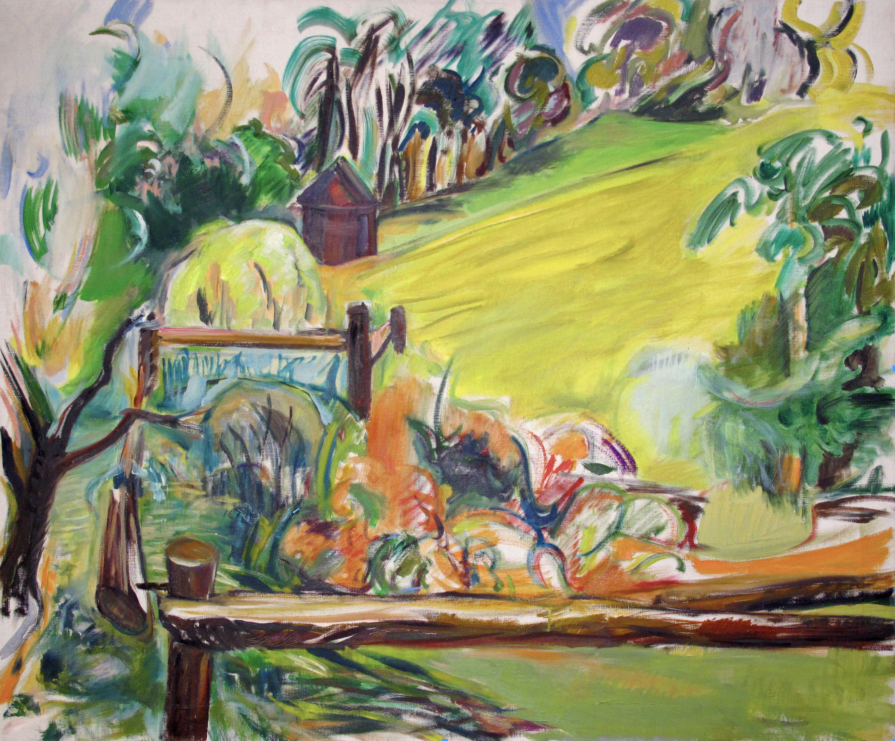 MRS. CUMMINGS’ GARDEN, skowhegan, MAINE,  oil on canvas, 30” X 36,” 1958.png