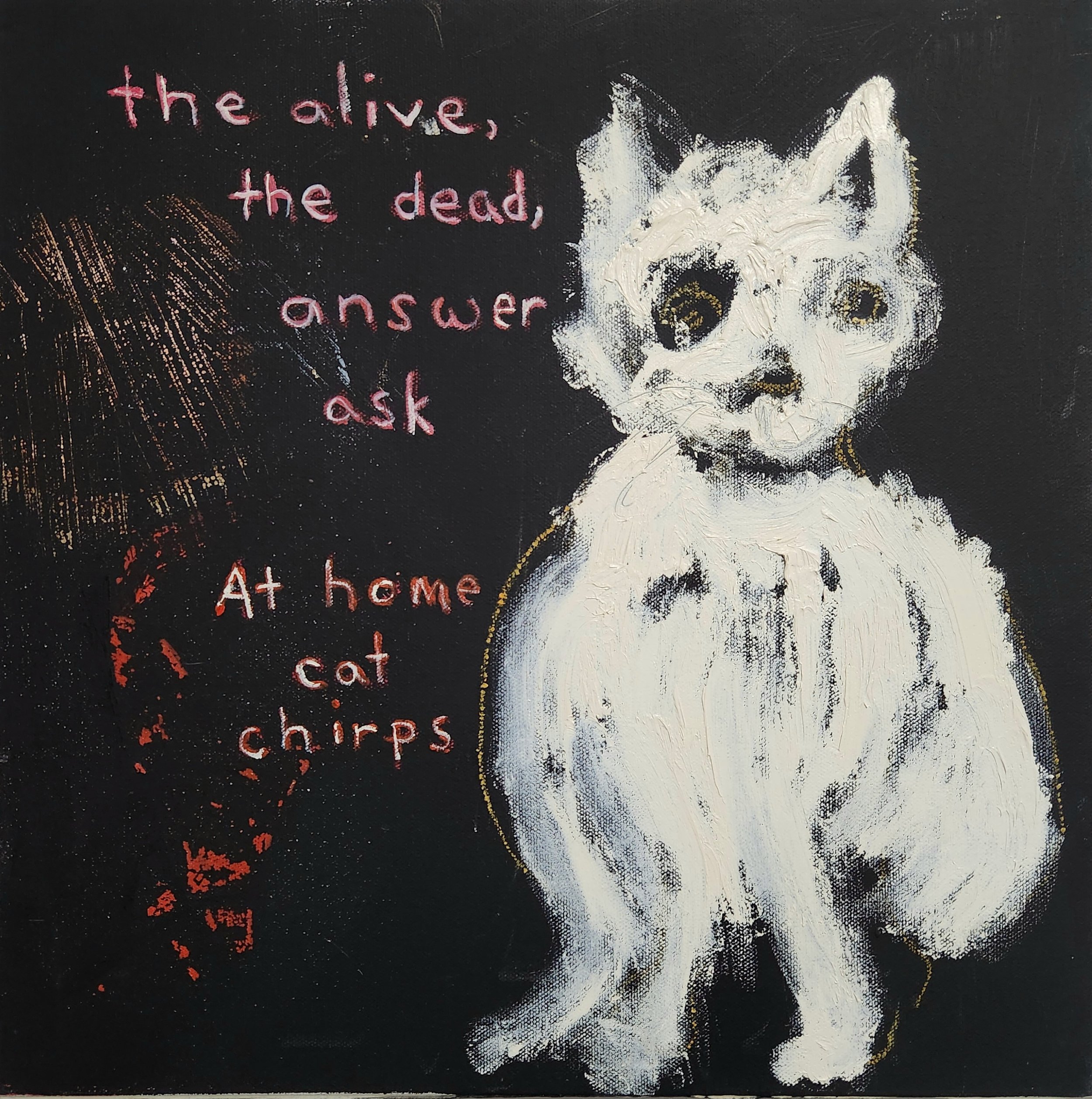 Chirp, 2022, oil, chalk on canvas, 16 x 16, $500.jpg