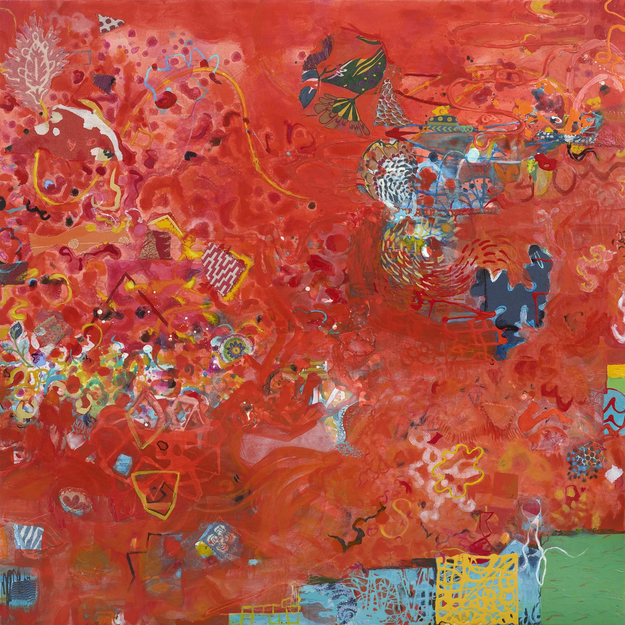 15_AlyceGottesman_Inferno, oil, acrylic, flashe, fabric, graphite, color pencil, on canvas, 2023, 40x40_300.jpg