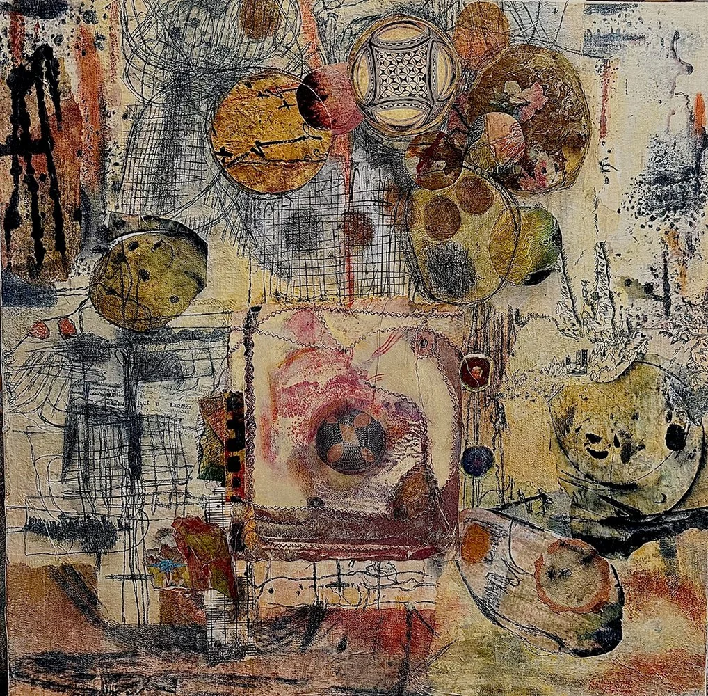 WINNERS CIRCLE 24X24 Collage Acrylic paint INk $2200.jpeg