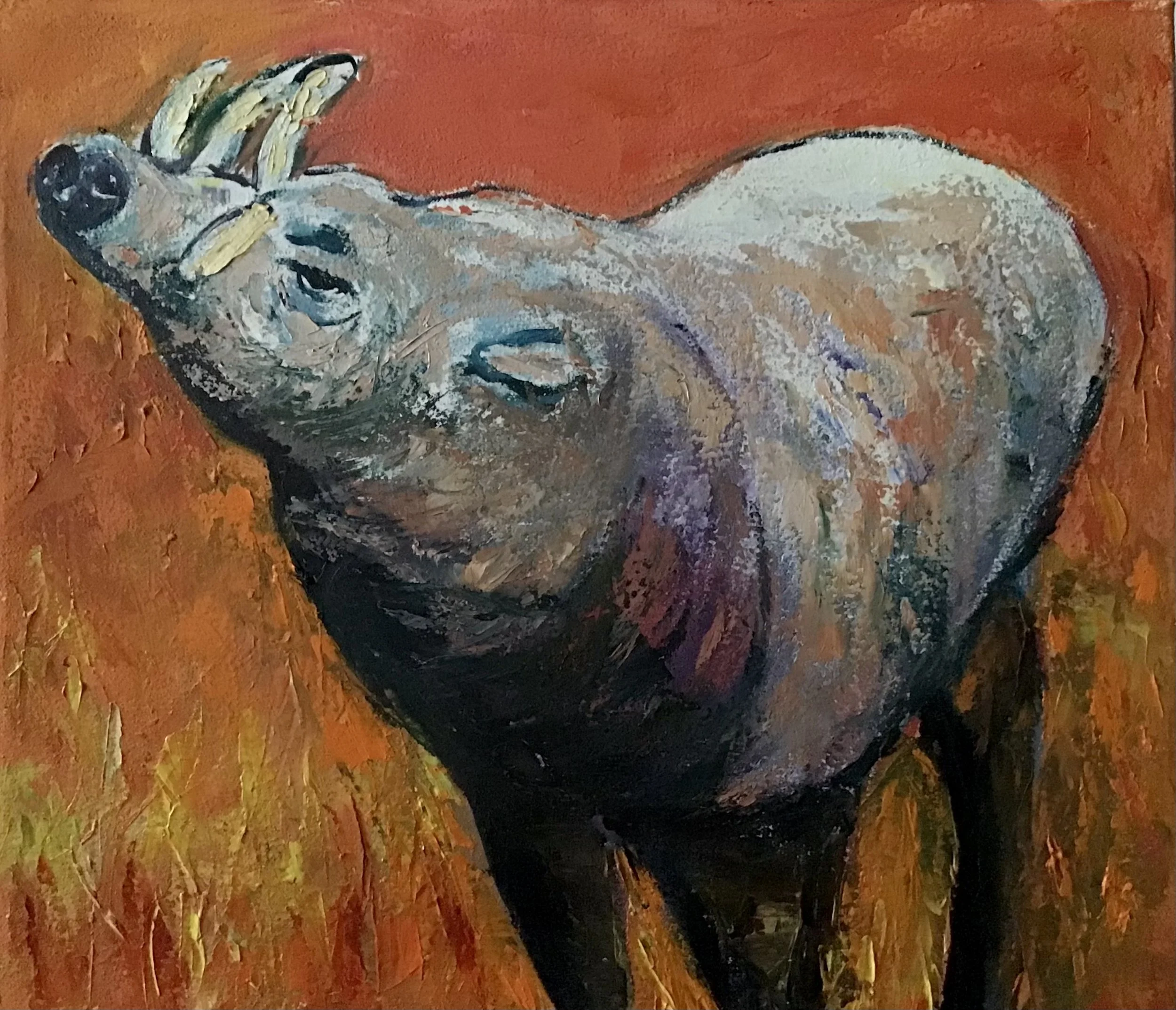 “Babirusa”2025 Oil on Canvas 13”X 15” $500.jpeg