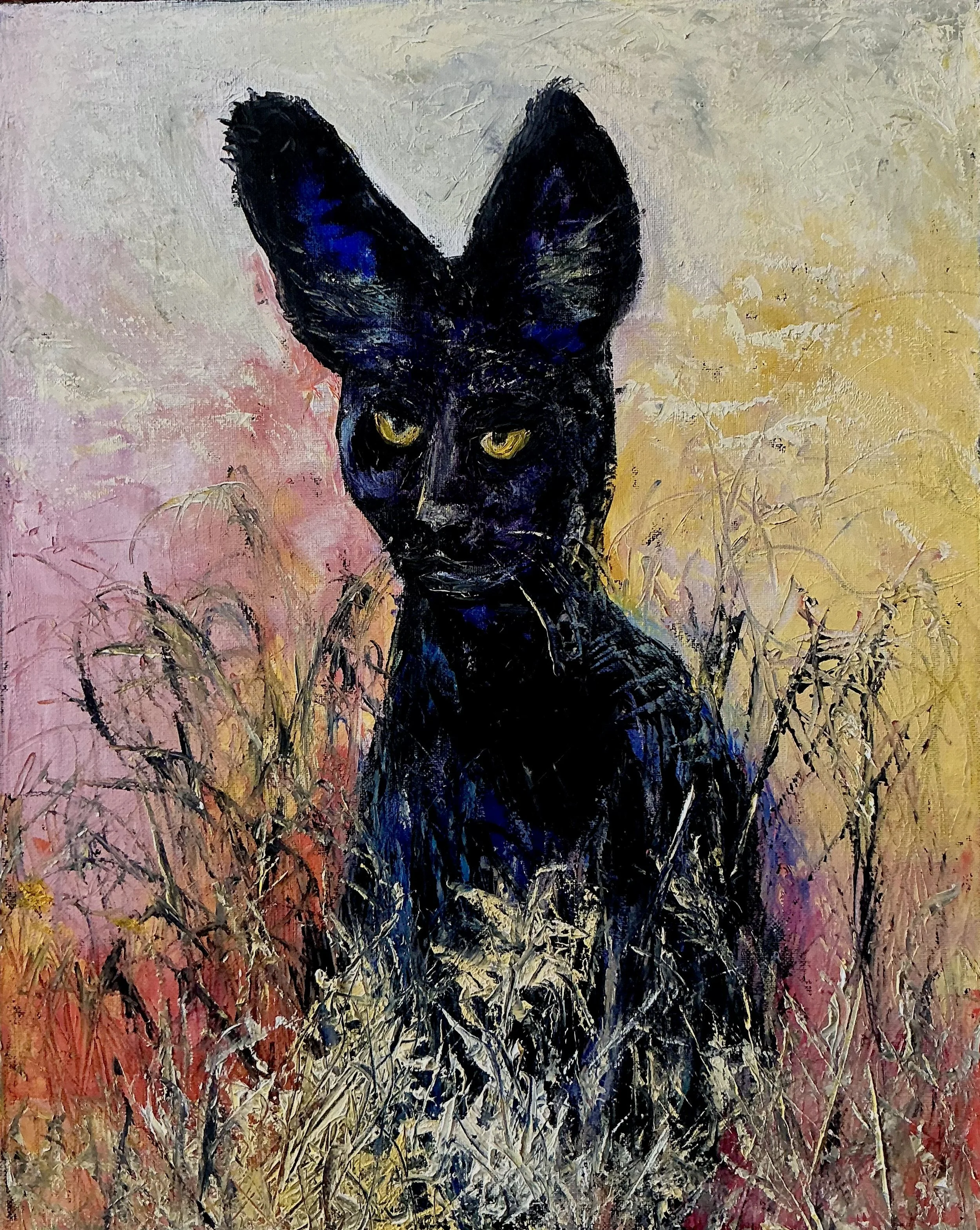“Serval” 2022 Oil on Black Canvas 20”X16” $700.jpeg