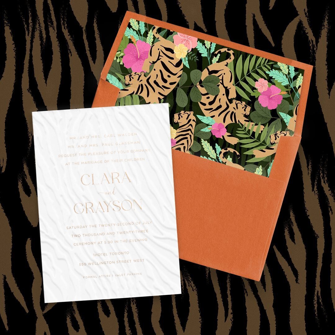 Wild thing, you make my heart sing 🎤 🐆 🐅🌱 #smudgedesignstoronto #letterpressprinting #weddinginvitations #eventdesign #invitationdesign