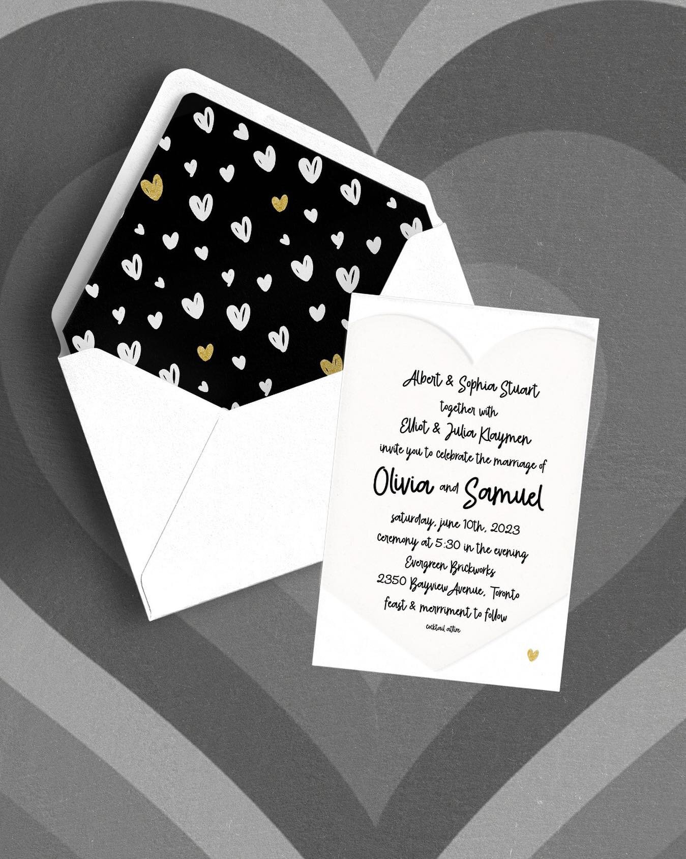 Must be love on the brain 🖤🤍🖤🤍 #smudgedesignstoronto #invitations #weddinginvitationsuite #torontoinvitations #luxuryinvitations #eventdesign #letterpressinvitations