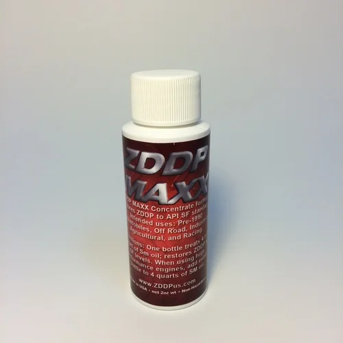 ZDDP Maxx Small ZDDP Maxx Concentrate formula Restores ZDDP to API SF standards.Intended Uses: Pre-1990 Automobiles, Off-road, Industrial, Agricultural, and Racing. Directions: One bottle treats 4 to 6 quarts of SM oil; restores ZDDP to SF leve…