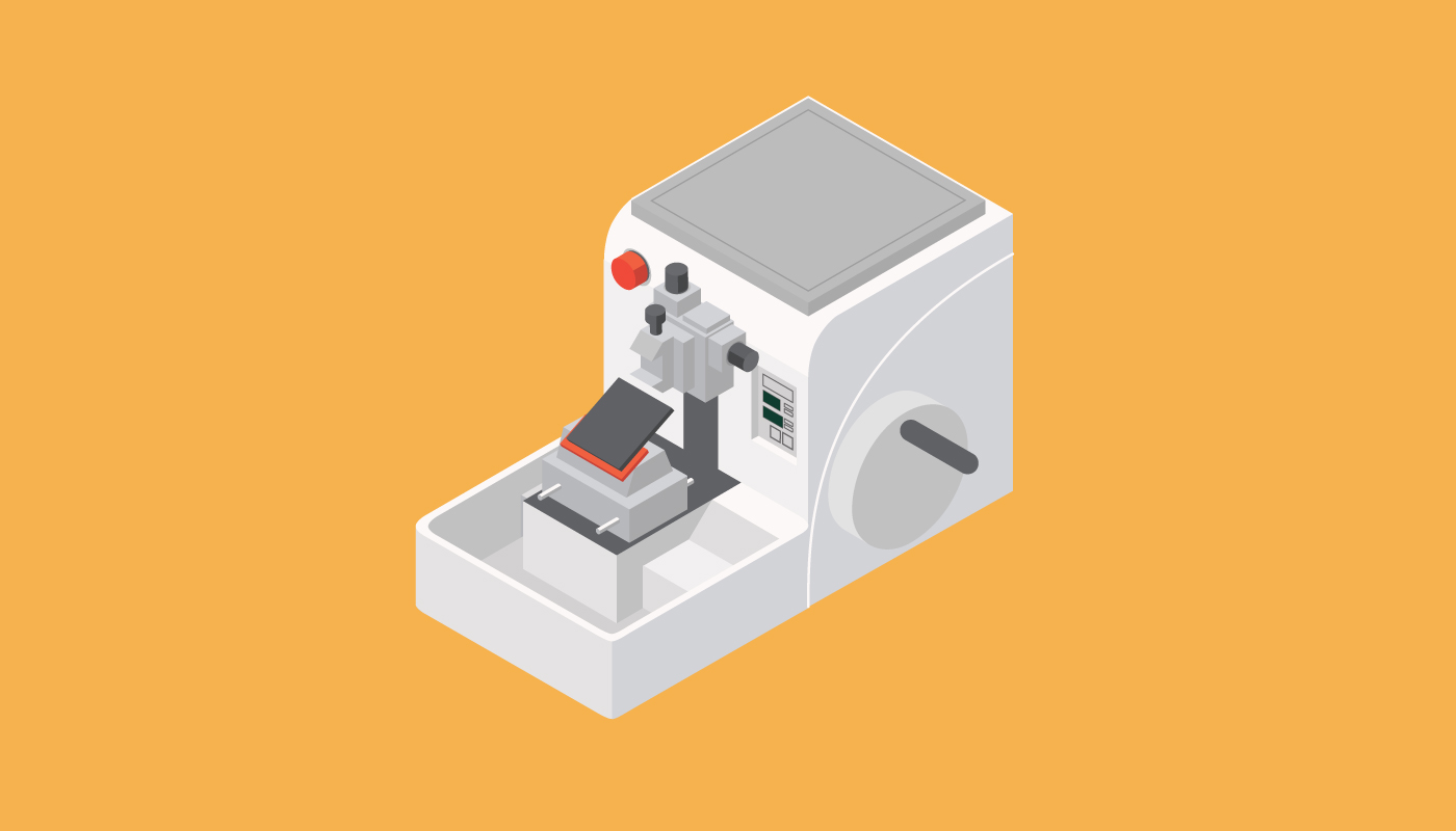 Wax blocks are then transferred to a microtome station.