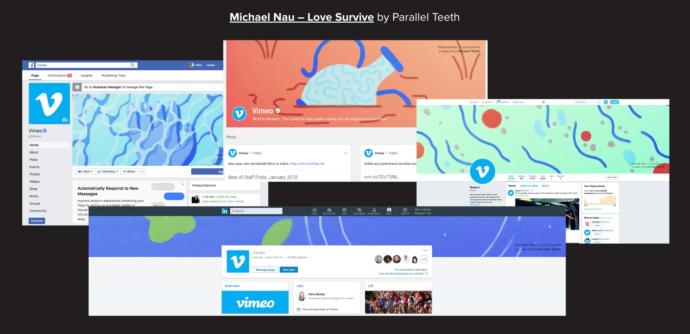Given the amount of real estate we have in cover photos across social media, we routinely showcase new Vimeo videos each month highlighting our creators.