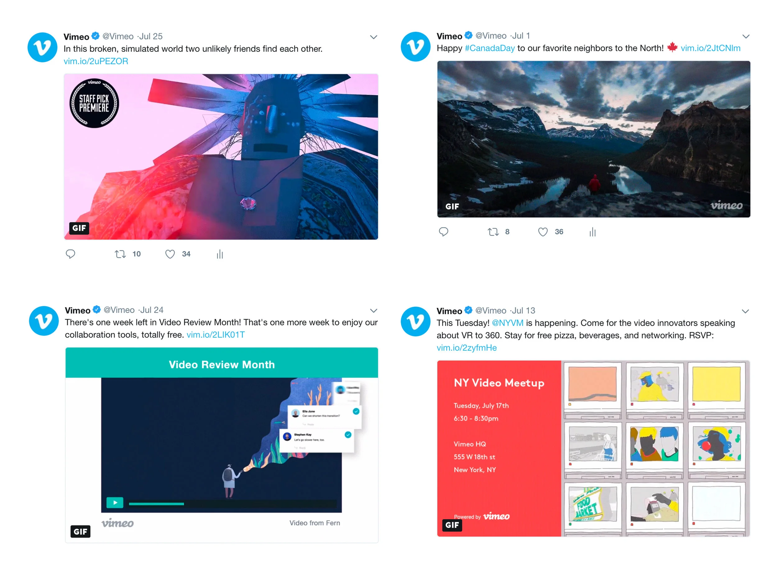 Mix between Staff Picks, Staff Pick Premieres, blog posts, event promotion, product announcements, and more.