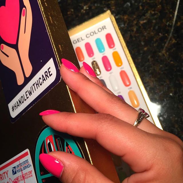 Nail techs can #handlewithcare too! @gsnailsncreations slaps our badge on her Vetro gel color book. Are you a salon or independent nail artist pledging to socially responsible service? DM us now!
