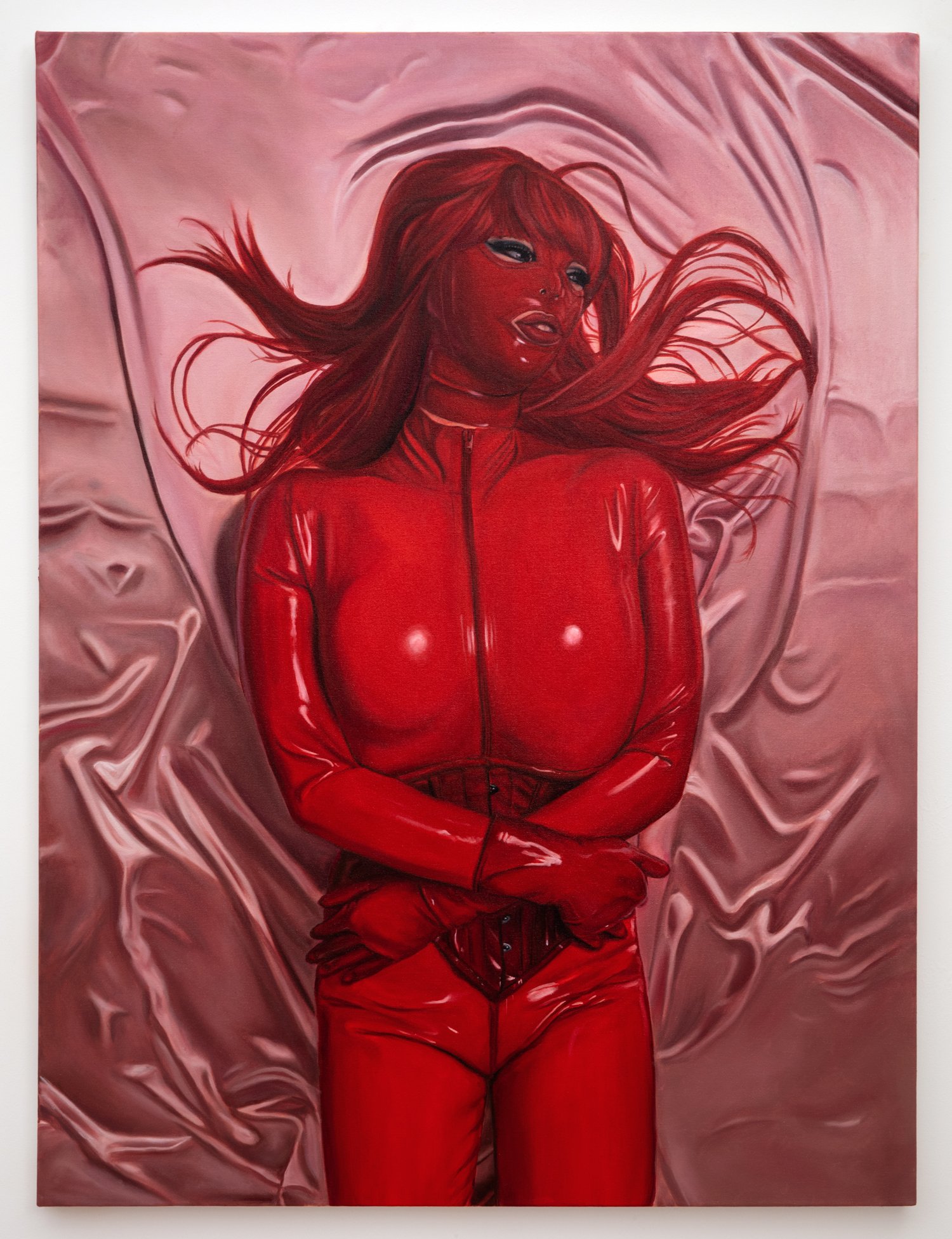  Lisa Saeboe,  Rubber Madonna , 2023, Oil on Canvas, 36 x 48 inches   