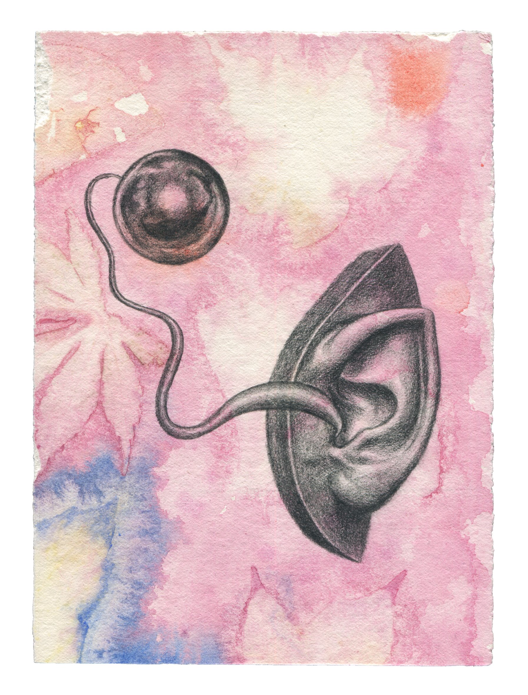  Lisa Saeboe,  Celestial Communications , 2023, Watercolor, Natural Plant Pigment, and Graphite on Paper, 5 x 7 inches 