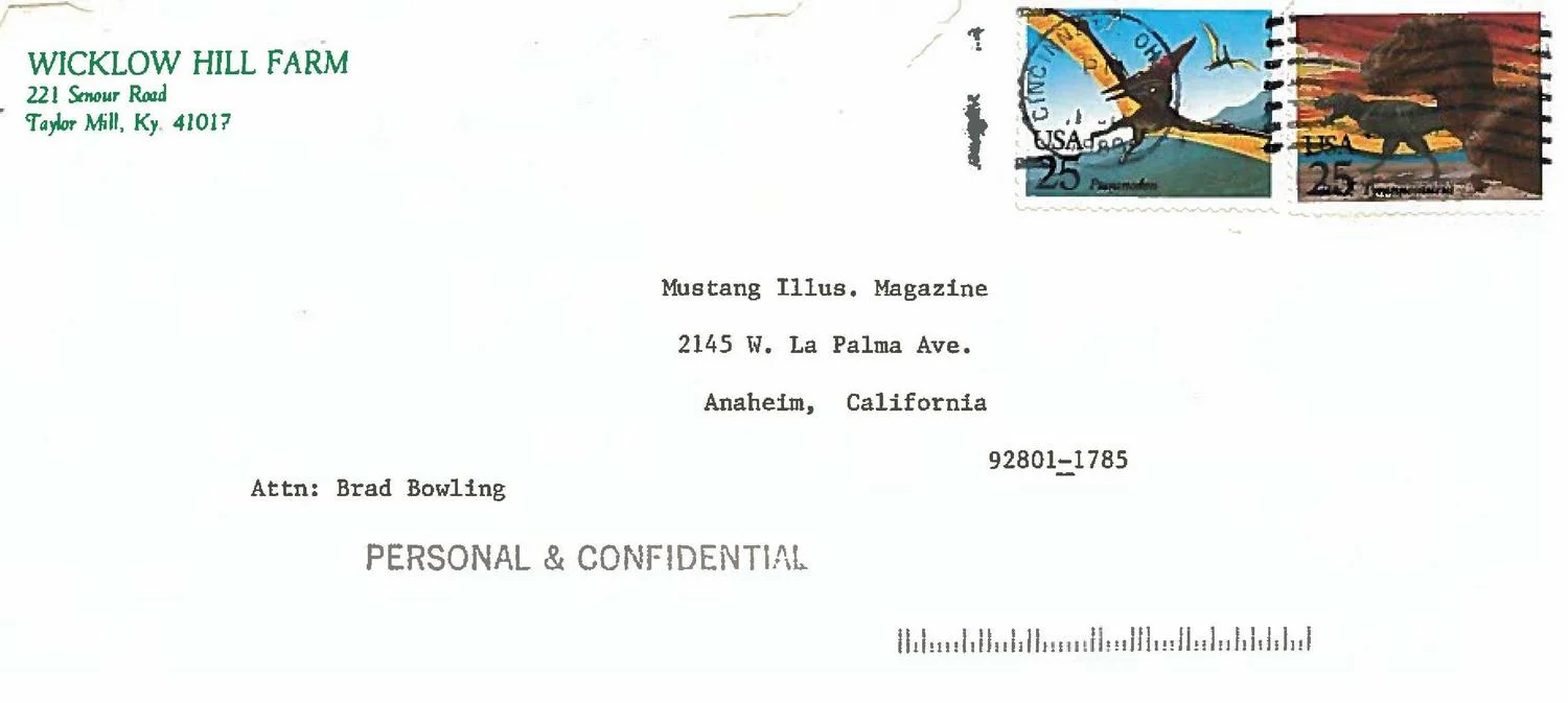 This envelope contained what would become the first pages of my Bullitt Mustang document collection. Property Brad Bowling