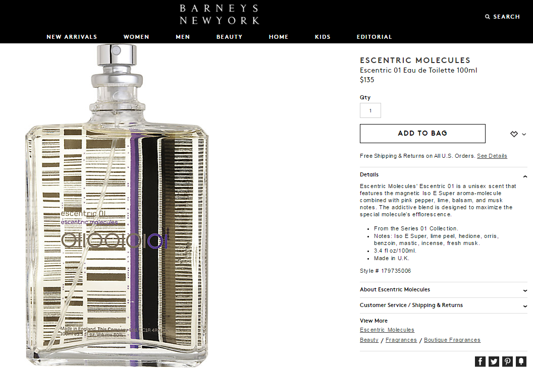 ESCENTRIC MOLECULES Escentric 01 Eau de Toilette 100ml