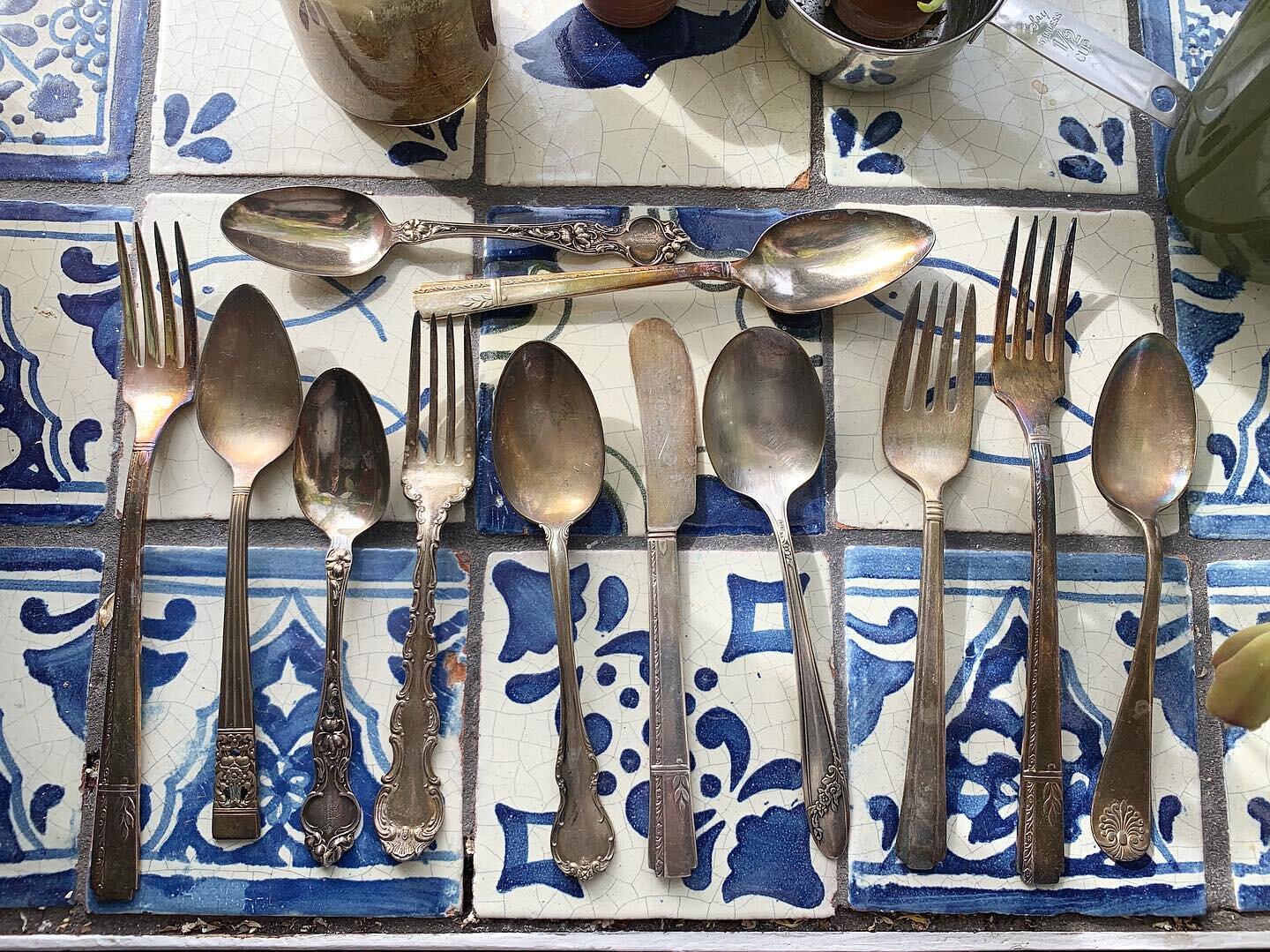 Silverware from my mom&rsquo;s side of the family, her grandparents and great grandparents. A huge inspiration for me making silverware has been just recently seeing both sides of my family&rsquo;s own remnants of sets.