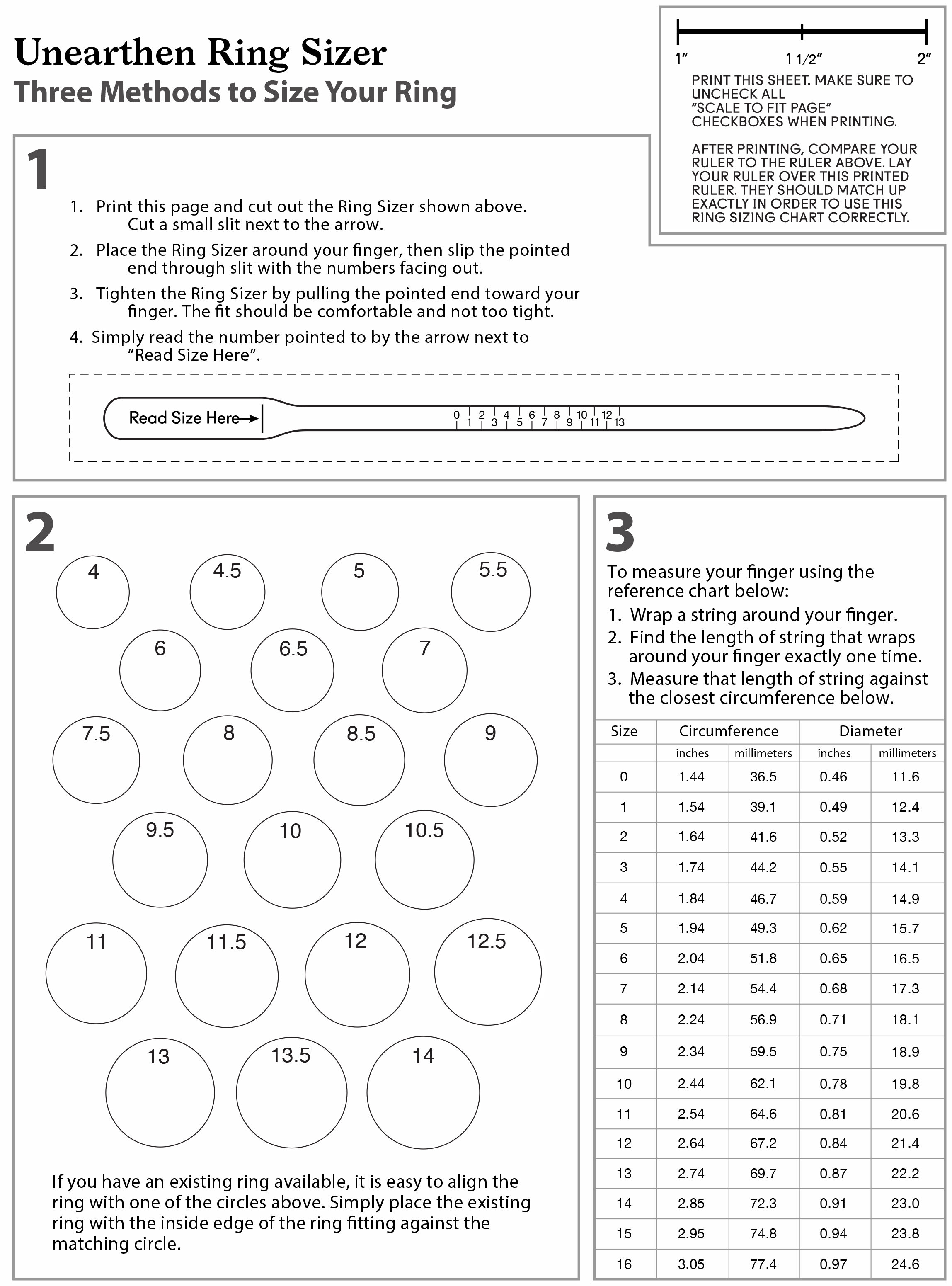 Ring size guide