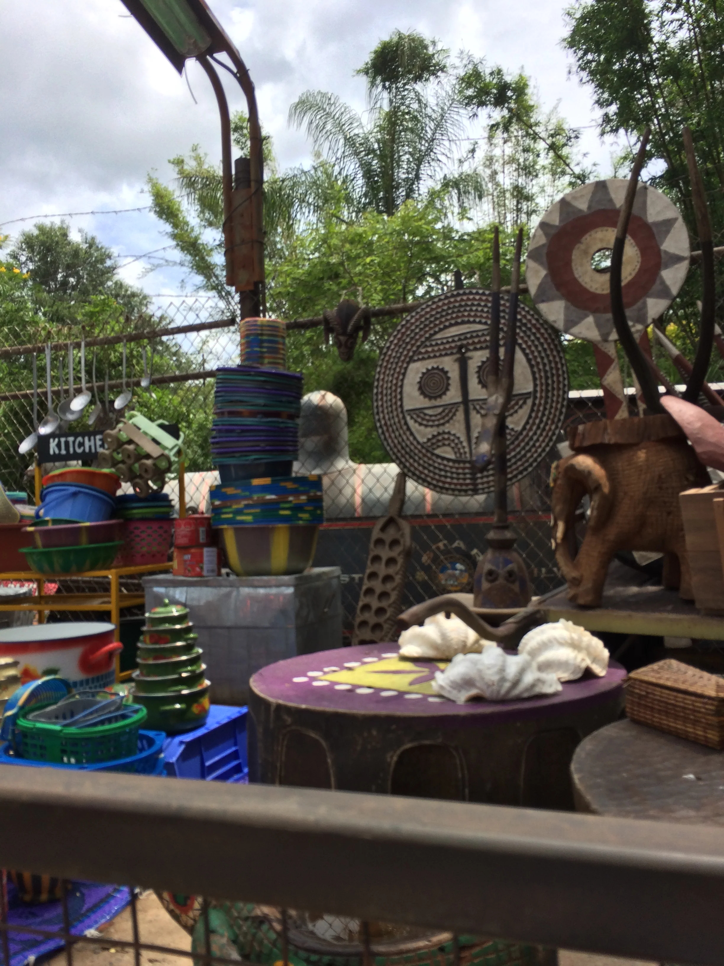 At the end of the Market, there is a sitting area, some covered and some not. Where I sat, you could see the train for Rafiki's Wildlife Reserve go by every few minutes!