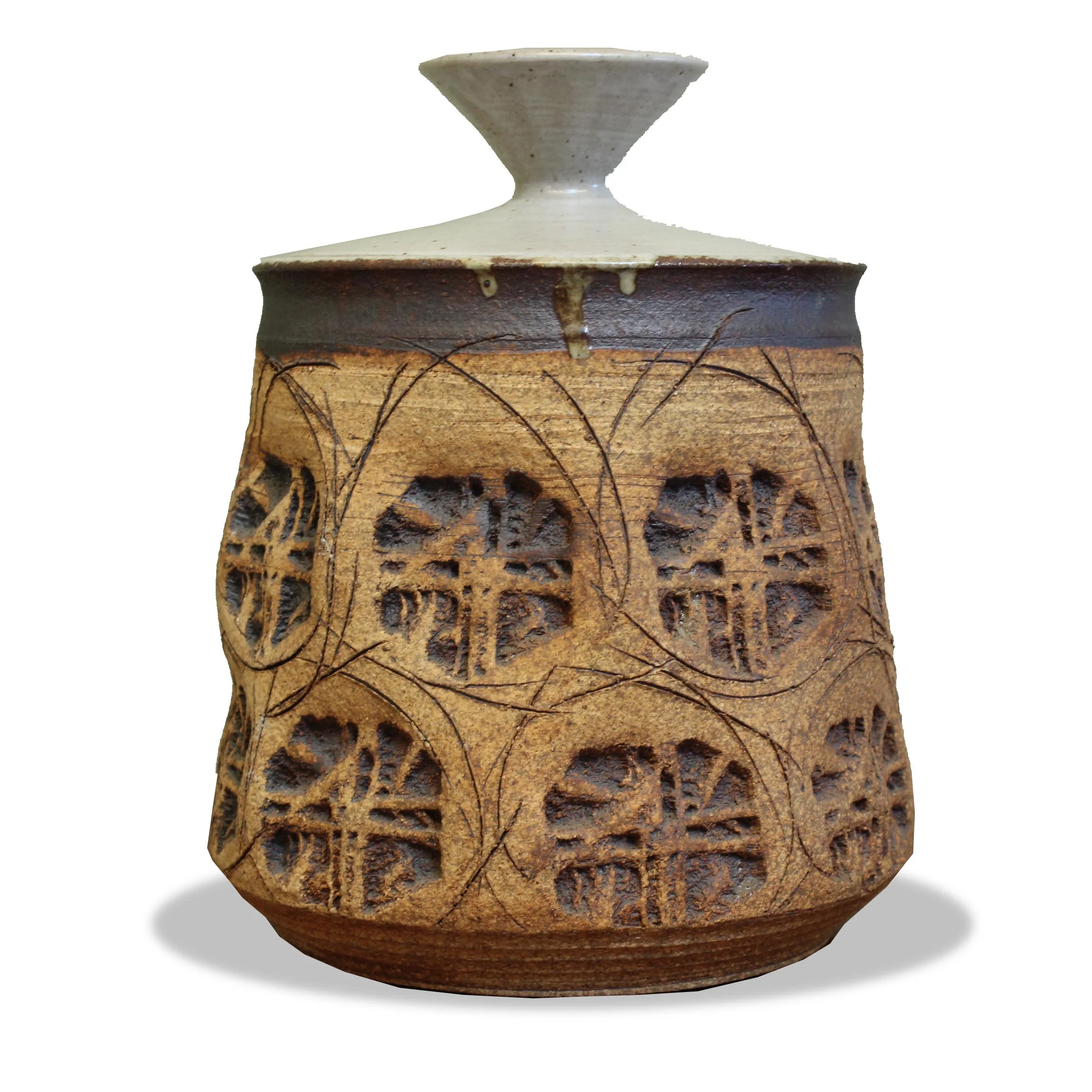 1893 Tom McMillin ceramic vessel with lid.jpg