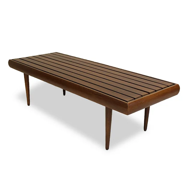 Slat Table Bench Wood Walnut Solid Vintage Mid Century Modern Furniture Coffee Table_01.jpg