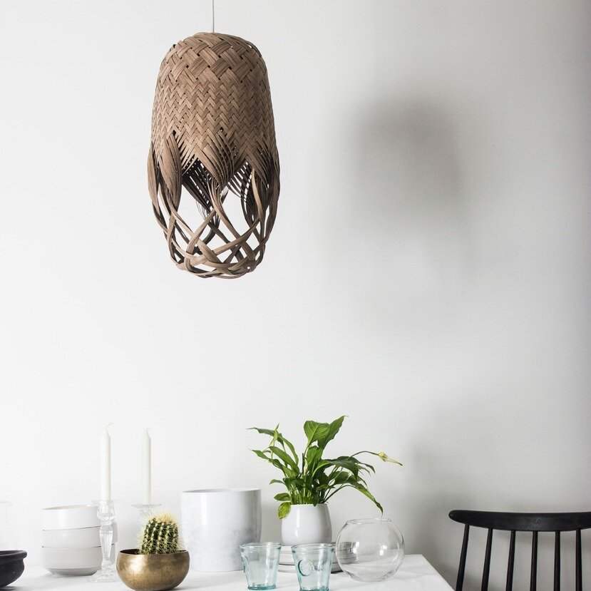 I have been busy in the studio making a collection of walnut lights for a customer so thought I would share this image of my PREN06 handwoven pendant light.  I love the warm rich tones of the walnut wood.  It creates such an eye catching statement pi