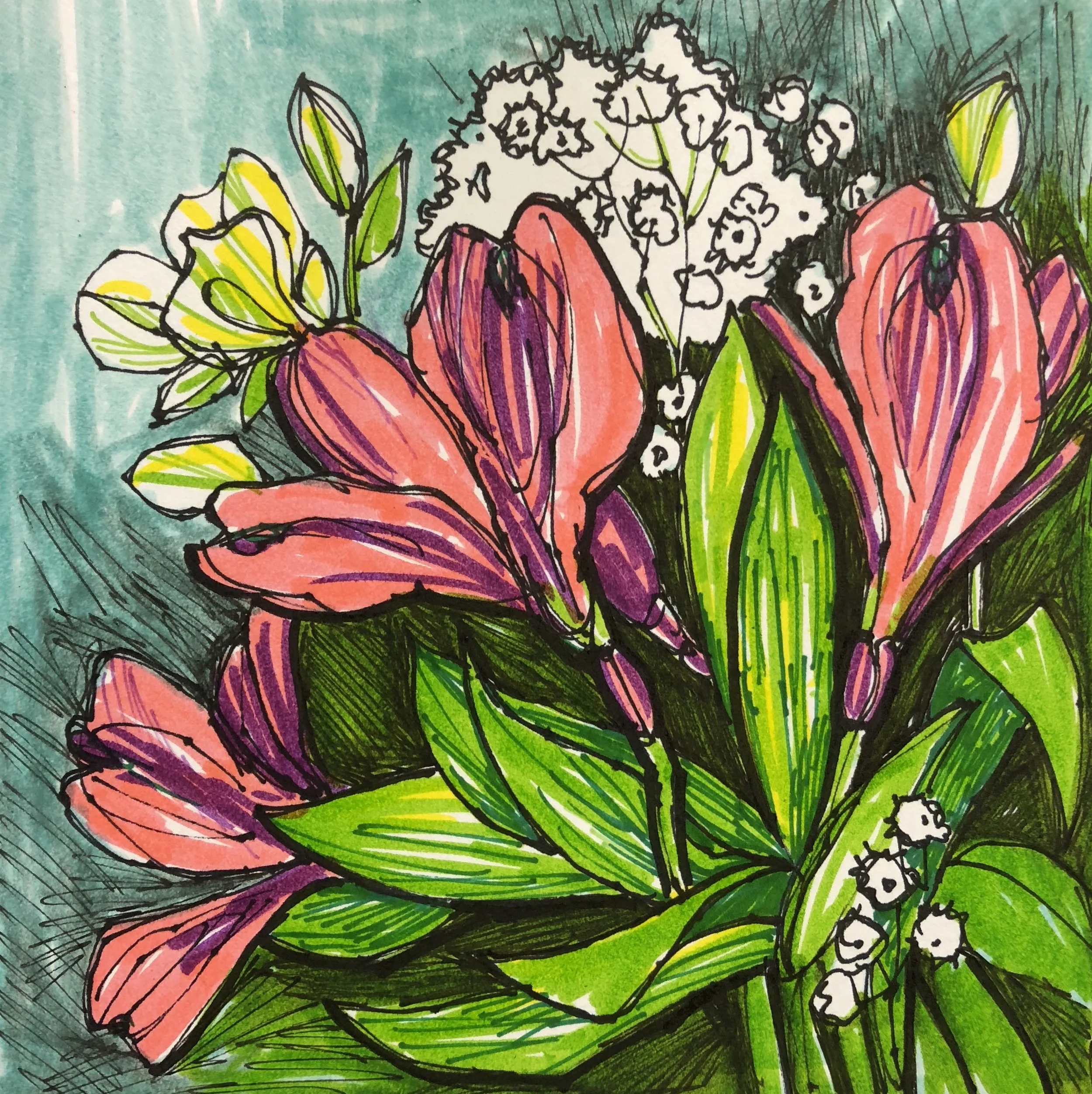 Alstroemerias - INKTOBER DAY 18