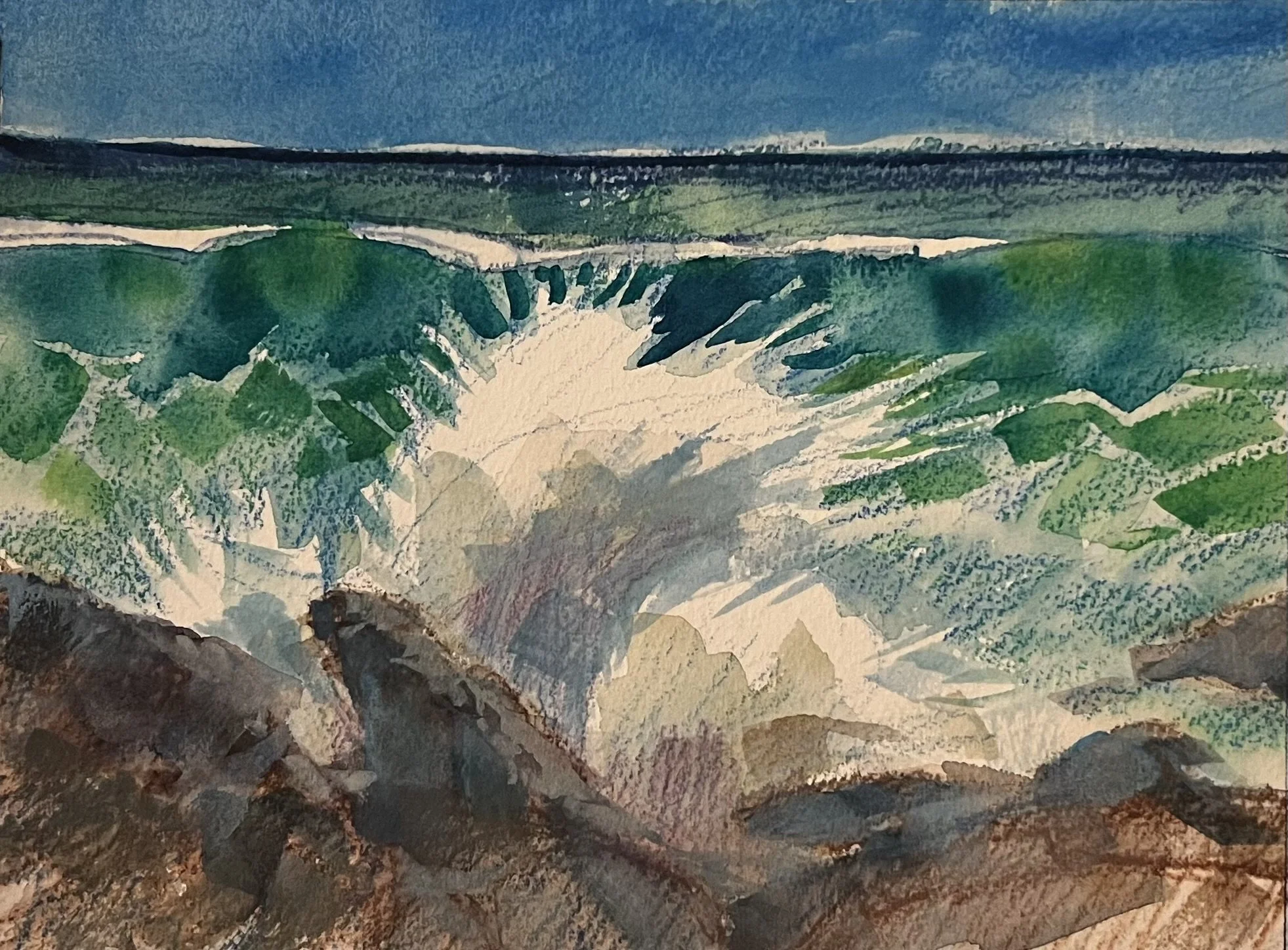 DAugenstein_CrashingWaveNearCurrumbinBeach_watercolormedia_6x8.jpeg