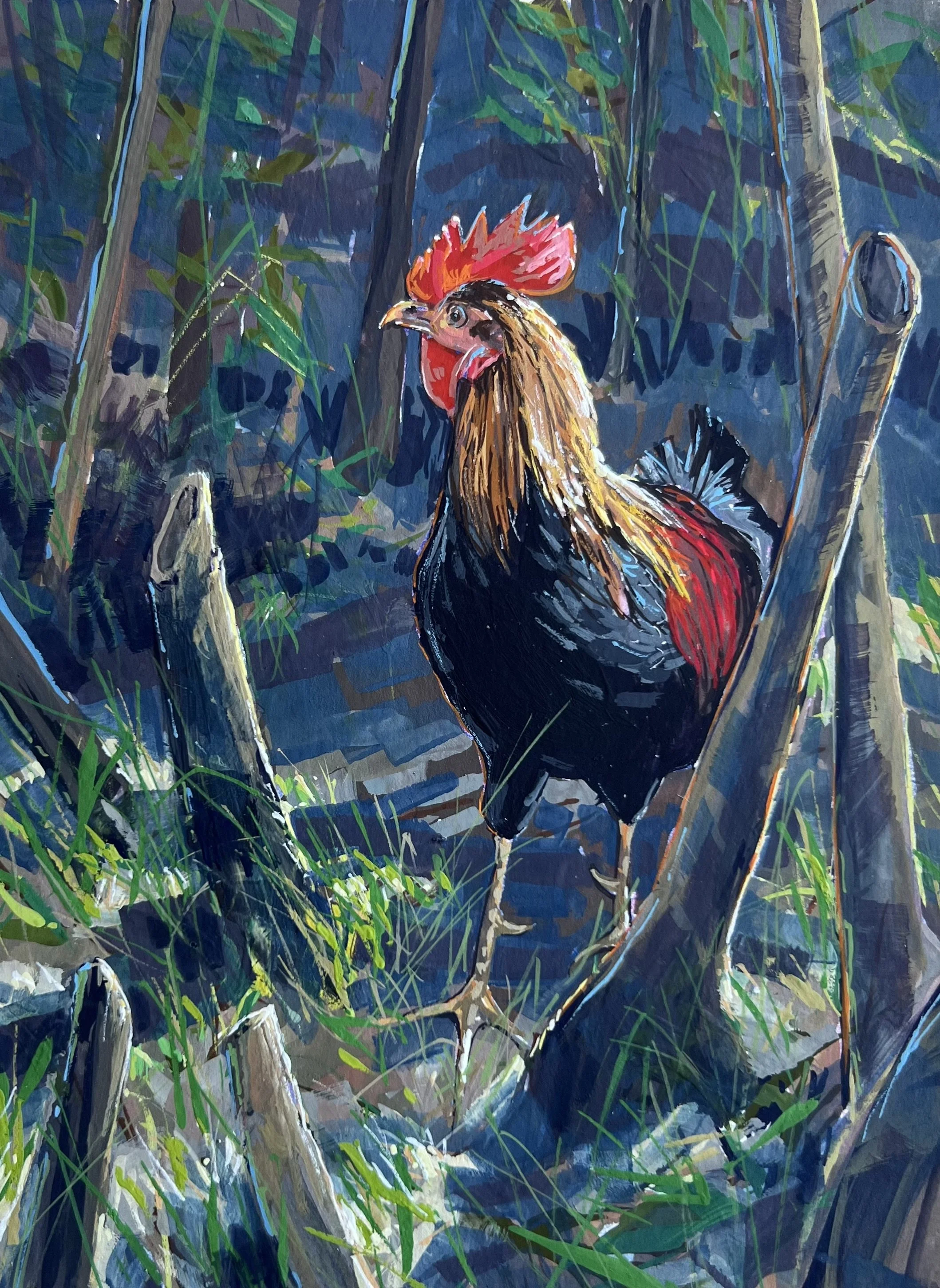 DAugenstein_RoosterinBambooField-Tahiti_gouache_7.5x5.5.jpeg